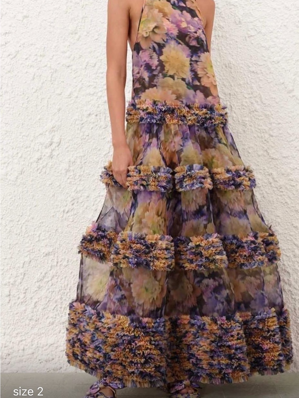 Zimmerman Luna Ruffle Silk Organza Maxi Dress size 2 AU size 6-8 USA - Picture 2 of 5